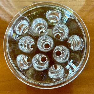 Vintage Clear Glass Flower Frog – 3” Round Floral Arranger